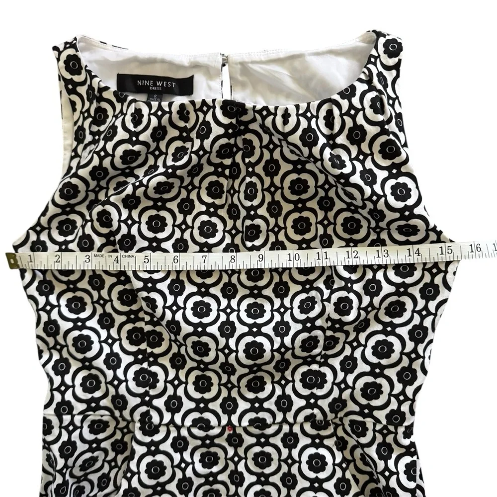 Nine West Black & White Geometric Sheath Dress Sleeveless - Picture 8 of 12